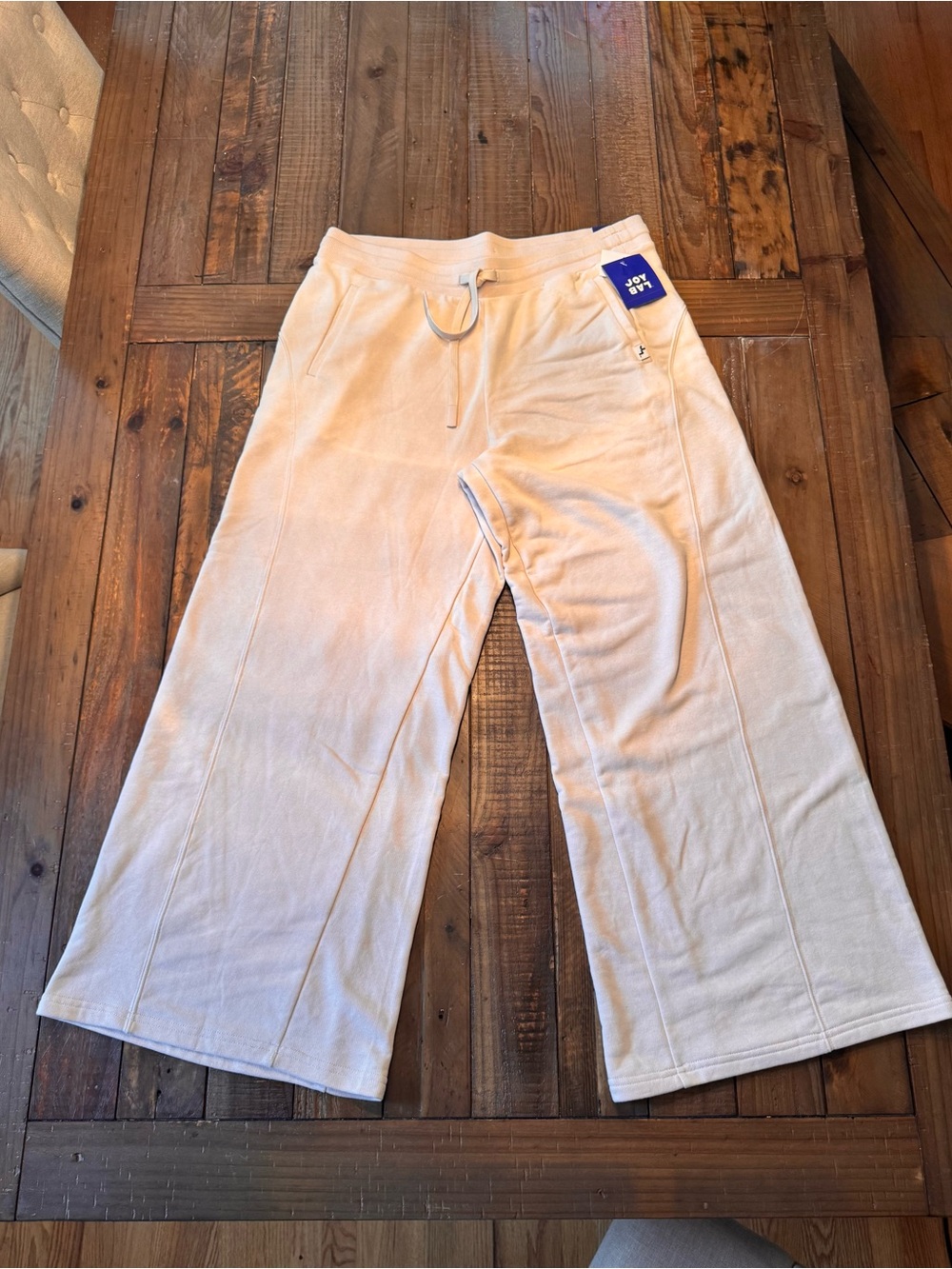 JoyLab Women'sFrench Terry Wide-Leg Pants~Size Large~Tan~Medium-Rise